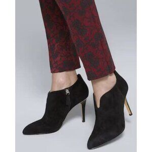 White House Black Market Mila Suede Notch Front Booties Womens Sz 9.5 Black NEW